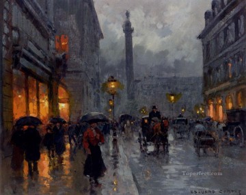 EC place vendome in rain Parisian Oil Paintings